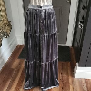Listicle Velvet Tiered Maxi Skirt